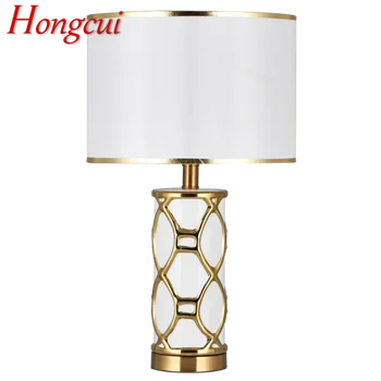 Hongcui Fehér Asztali Lámpa Íróasztali Luxus Kortárs Szövet Fény Dekoratív Otthon Éjjeli Hálószoba