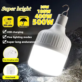 500W USB Újratölthető LED-es Sürgősségi Lámpák Kültéri Hordozható Lámpák Sürgősségi Lámpa Akkumulátor Lámpás BBQ Kemping Lámpa