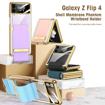 Csuklópánt Birtokos Esetben a Samsung Galaxy Z Flip 4 5G ZFlip4 Membrán Fantom Kis Képernyőn Film Flip4 Electroplate Átlátszó Borító