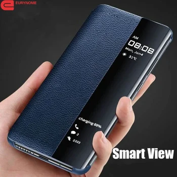 Tok Samsung Galaxy Note 20 Ultra A21S Eset Smart Flip Ablak Nézet PU Leahter Fedél Samsung Galaxy S22 S20 Plusz A32 A52