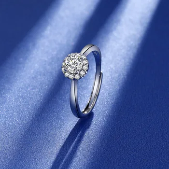 Egyszerű Négy Lépcsője Kör Teljes Gyémánt Pár Gyűrű A Nők Bud Geometriai Cirkónia Eljegyzési, Esküvői Ajándék, Ékszer
