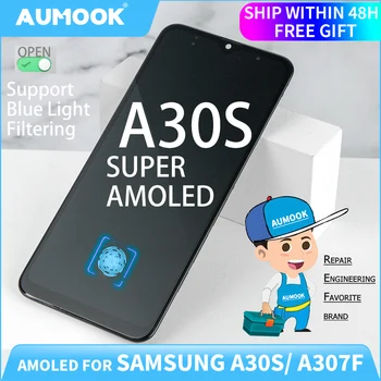 AMOLED Samsung Galaxy A30S LCD Kijelző érintőképernyő Digitalizáló Közgyűlés Kijelző Samsung A307 A307F A307G A307YN kijelző