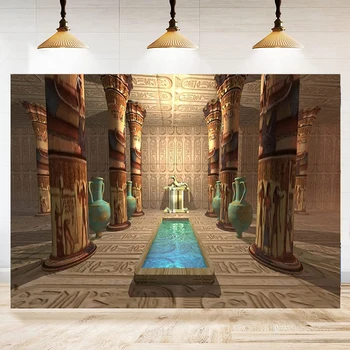 Fotózás Hátteret Egyiptomi Templom Ősi Templomba, Hogy Az Egyiptomi Anubisz Isten Sír Háttér Szülinapi Party Dekoráció Poszter