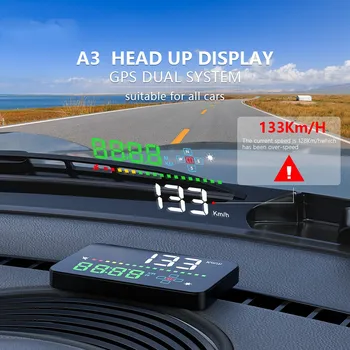 2023 A3 GPS HUD Projektor Automatikus Sebességmérő Head Up Display Jármű Sebesség Érzékelő Feszültség menetirány Biztonsági Riasztás