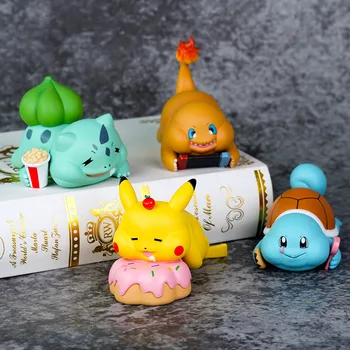 8-11cm Anime Pokemon Pikachu Squirtle Charmander Bulbasaur Figura Ajándék Modell Dekoráció gyermekjátékok Születésnapi Ajándék