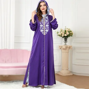 2db Kapucnis Kaftán Marokkói Nők Csipke Hímzés Abaya Muszlim Dubai Törökország Kaftán Eid Ramadan Djellaba Party Ruha Iszlám Köntös