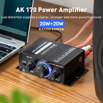 AK170 Erősítő Audio Karaoke házimozi Erősítő 2 Csatornás Sztereó Erősítő 20W+20W AUX Bemenet Rádió Mikrofon Autó Haza