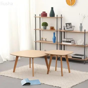 Kreatív tömör fa dohányzóasztal kombináció, modern, egyszerű, nappali, haza kis tea asztal, Skandináv stílusú dohányzóasztal