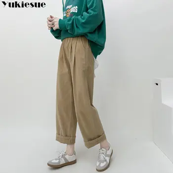 Tavaszi Japán Nők Egyenesen Széles láb Nadrág Klasszikus, Magas Derék Y2k Egyszerű koreai Harajuku Stílus Bő Nadrág Streetwear