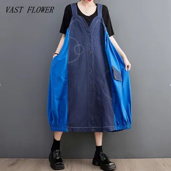 heveder nagyméretű farmernadrág vintage ruhák női alkalmi laza hosszú nyári ruha, elegáns ruha 2023