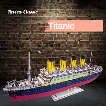 A Titanic 3D-s Fa Puzzle Összeszerelt Modell Hajó Nagy Nehezen Jiasaw Puzzle Oktatási Fa Montessori Játékok, Puzzle Box
