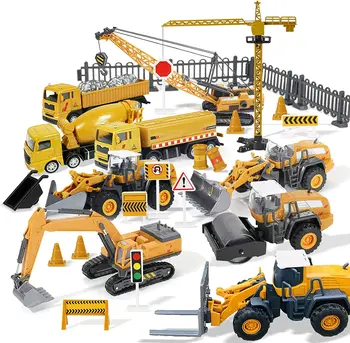Építkezés Járművek Játékkészletet Mérnöki Playset, Traktor Bilincsre, Kotrógép, Cement, Úthenger, Születésnapi Ajándék