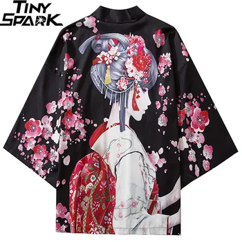 2023 Harajuku Streetwear Kimono Kabát Japán Gésa Rajzfilm Hip-Hop Férfiak Japán Stílusú, Nyári Dzseki Vékony Ruházat Laza Kimonó