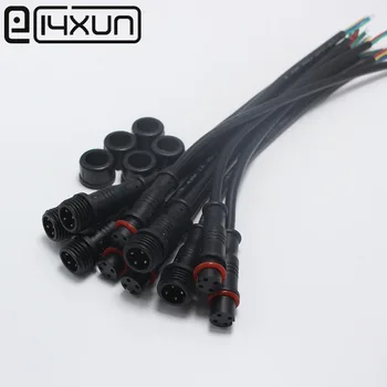 EClyxun 1Pairs 4 tűs 24AWG/0,2 mm IP65 Fekete Vízálló LED Szalag Kábel Vezeték Csatlakozó OD 4mm (Kis Méret)