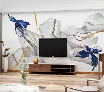 wellyu Egyedi falfestmények nagy Kínai stílus absztrakt kövek geometriai tér vonalak TV nappali háttérképet
