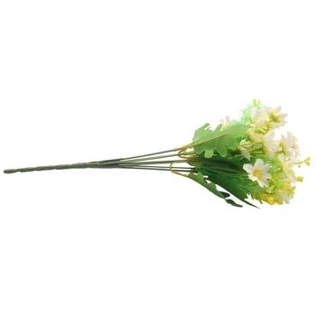 1 Csokor 28 Fej Mesterséges Hamis Százszorszép Virág Beltéri Kültéri Lóg Ültetvényes Haza Esküvő Kert Temető Decor (Fehér, Zöld)