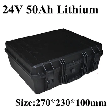 Bőrönd 24v 50Ah 24 v-os li-ion akkumulátor, vízálló, hordozható szerszámos láda műanyag mobil eszköz doboz energia energia tárolási díj