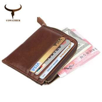 COWATHER kártya tartóját pénztárca kiváló minőségű tehén valódi bőr divat dizájn unisex érme zsebében vintage stílusú táska ingyenes szállítás