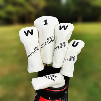 Fekete/Fehér PU Bőr Golf Woods Fejét Kiterjed A Vezető Hajóút Putter 135UT Klubok Meghatározott Fej Unisex Egyszerű Golf Club Borító