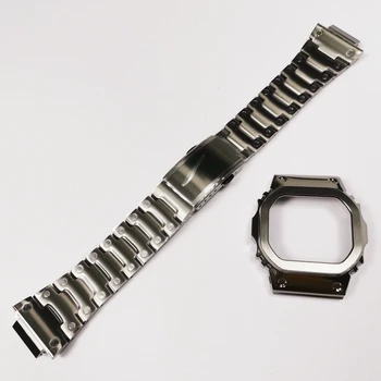 Új Verzió Szürke Színű Watchband, valamint Keretet A GW-M5610 GW-B5600 DW5600 Fém 316L Rozsdamentes Acél Watchband Esetben/Keret