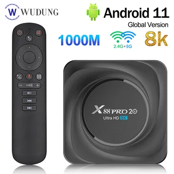 X88 PRO 20 Android11 TV Box 1000LAN 4G 32G 8G 64G 128G TVBOX BT 2.4 G 5G Wifi 8K UHD Youtube-on Media Player Set Top Box