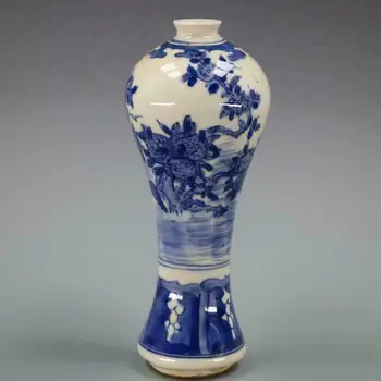 Kínai régi porcelán váza Kék-fehér porcelán minta mei Üveg váza
