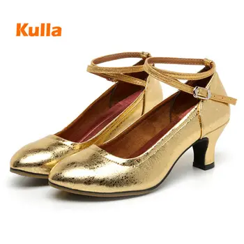 Latin Tánc Cipő Salsa Tango Csillogó Bőr 5.5 cm-es, női Báli Sarkú Cipők, Buli, Tánc Cipő Lányok Cipők