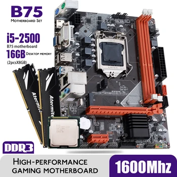 Atermiter B75 Alaplap Készlet Intel Core I5 2500 2 x 8 = 16 gb-os DDR3 1600 mhz-es Asztali Memória hűtőborda USB3.0 SATA3
