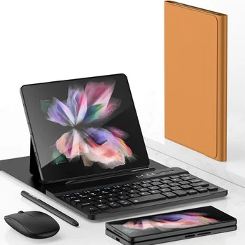 Vezeték nélküli Billentyűzet-Egér Fedél Samsung Galaxy Z Fold 4 3 2 Lap iPad Tablet Bluetooth-Bőr Mágneses Flip Állni Esetben