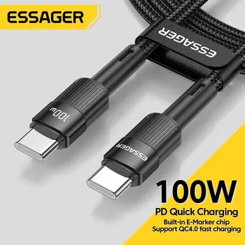 Essager 100W C C C Típusú Kábel USB-C PD Gyors Töltés Töltő Vezeték Kábel Macbook Samsung Xiaomi C Típusú USB-C Kábel 3M